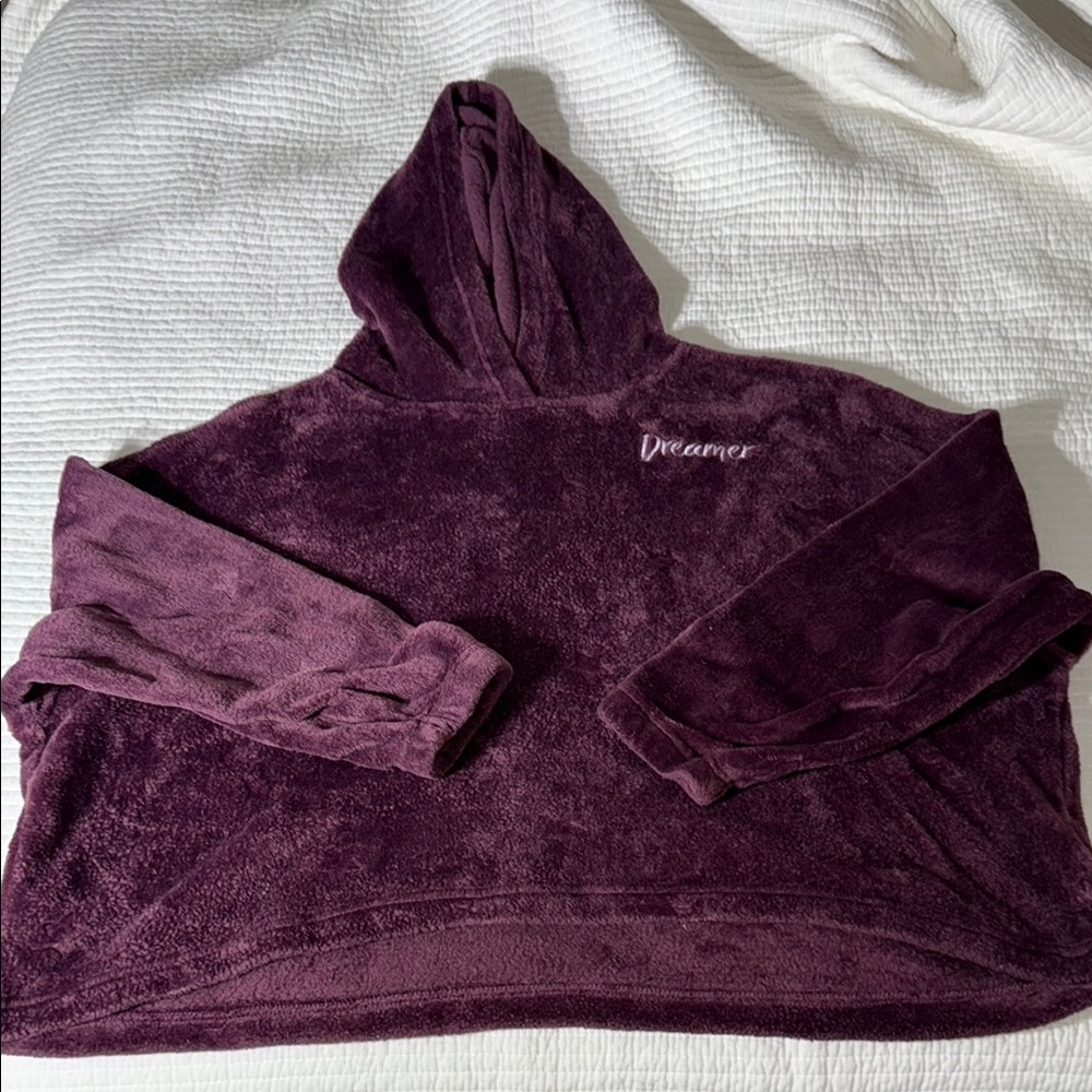 Joyspun Dreamers Plush Burgundy Hoodie for youth girls size XL